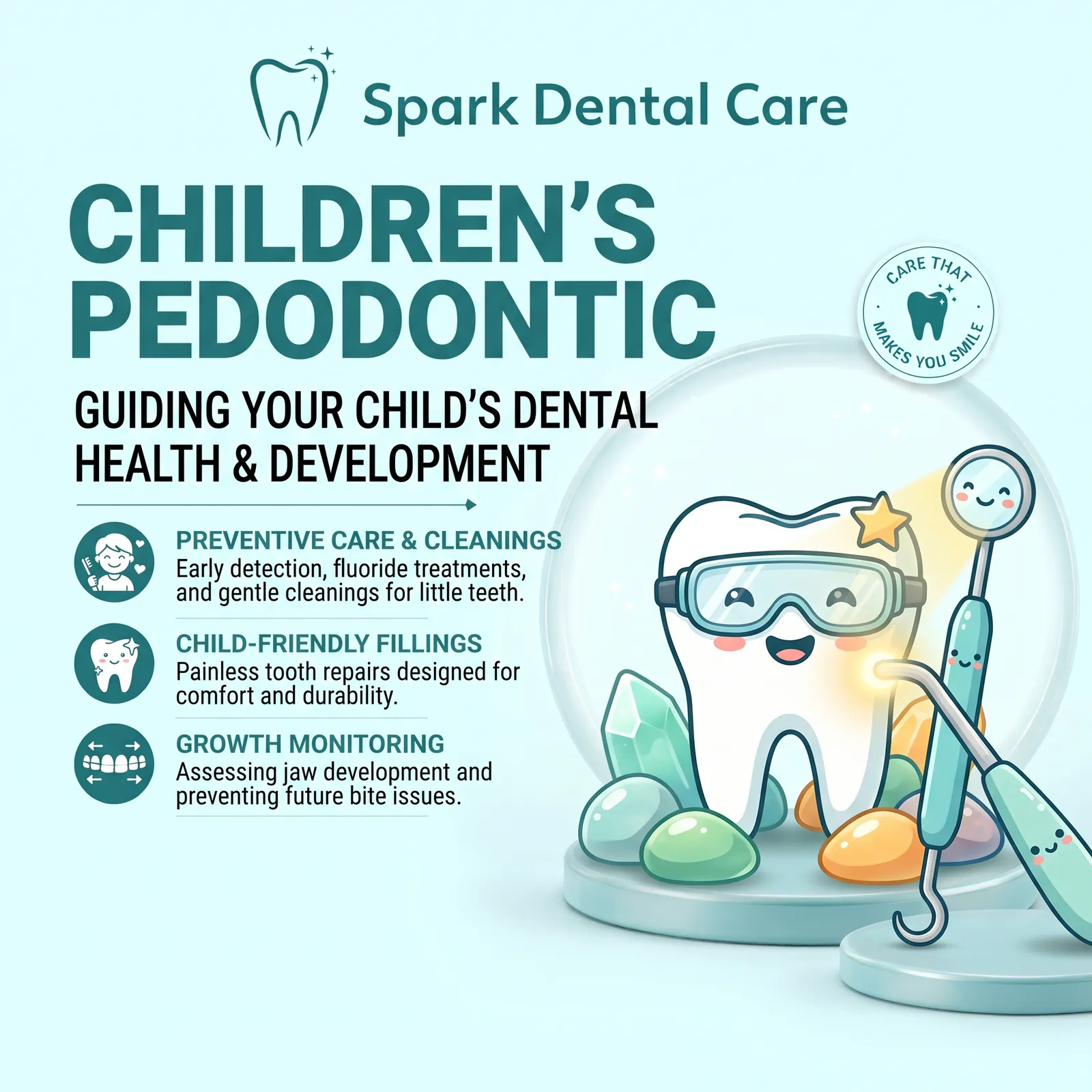 Children's pedodontic dental management at Spark Dental Care, Sithalapakkam